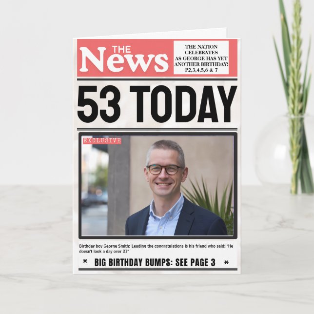 Breaking News Personalized Name Photo Birthday     Card (Front)