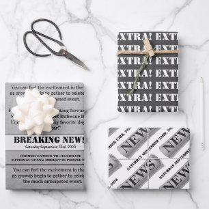 Breaking News Personalized Special Day Newspaper Wrapping Paper Sheet