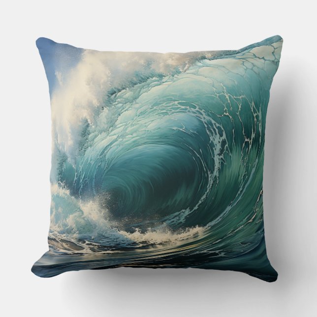 Breaking Surf  Painting Throw Pillow (Front)