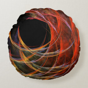 Breaking the Circle Abstract Art Round Pillow