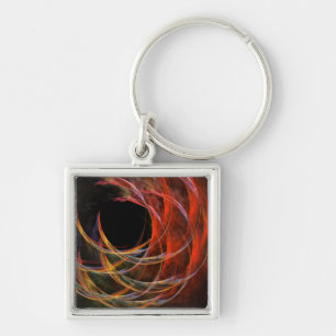 Breaking the Circle Vortex of Fire Abstract Art Keychain