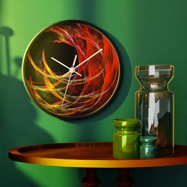 Breaking the Circle Vortex of Fire Abstract Art Large Clock (Breaking the Circle Abstract Art Round Clock)