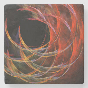 Breaking the Circle Vortex of Fire Abstract Art Stone Coaster