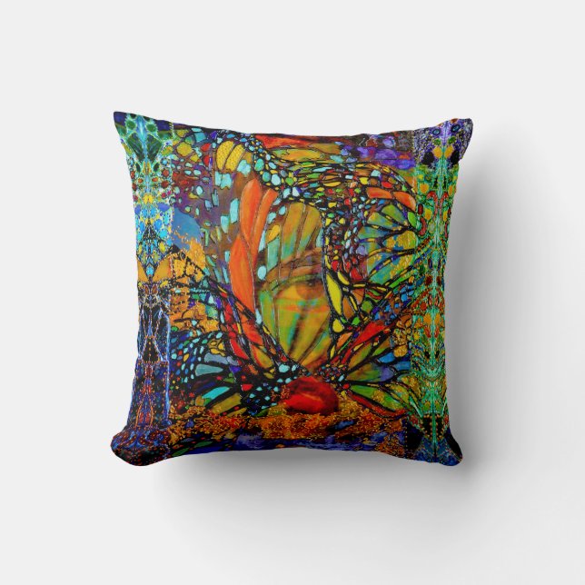 Breaking Thru Butterfly Throw Pillow (Front)
