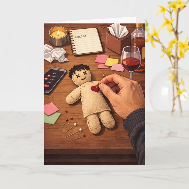 Breaking Up Is Hard To Do Ignored Voodoo Doll Card (Yellow Flower)