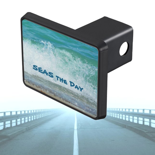 Breaking Wave seas the Day Surf Breaking on Shore Trailer Hitch Cover (Creator Uploaded)
