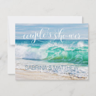 Breaking Waves Beach Couple's Wedding Shower Invitation