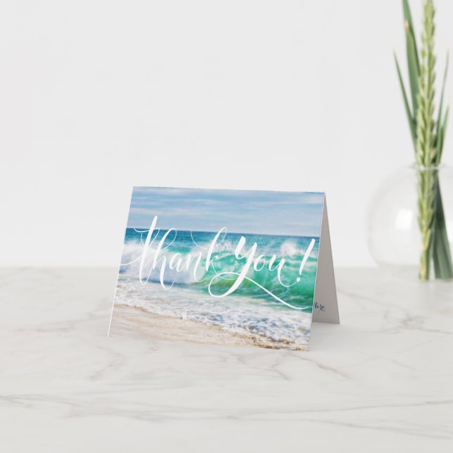 Breaking Waves Beach Wedding Thank You (Front)