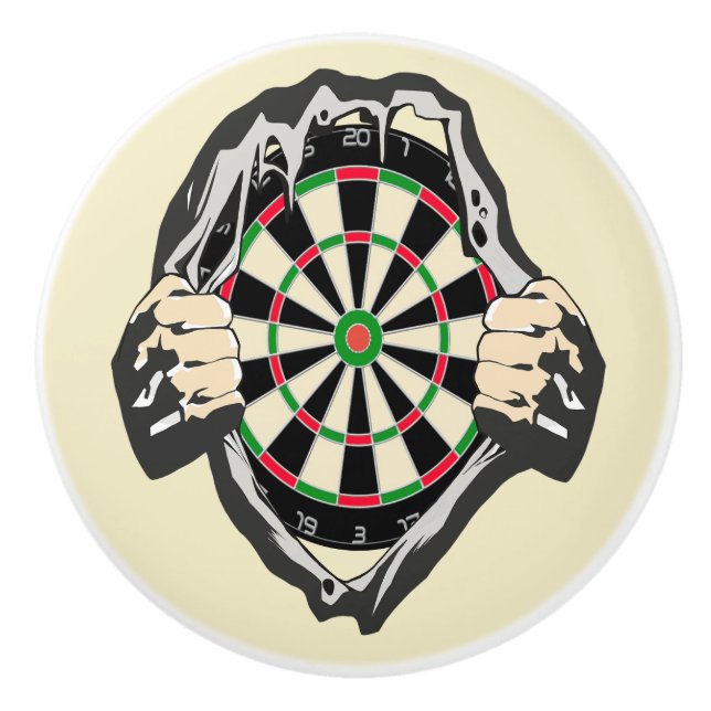 Breakthrough to the Bullseye – Ultimate Dartboard  Ceramic Knob (Front)