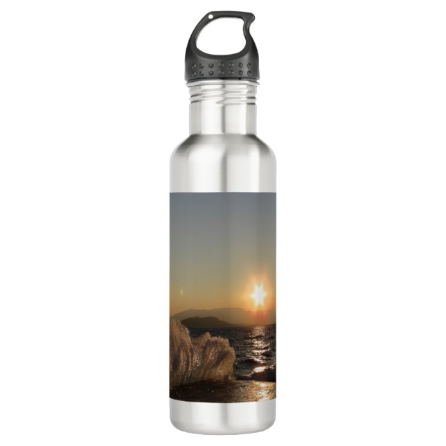 Breakwater in Croatia beautiful sunset         710 Ml Water Bottle (Front)