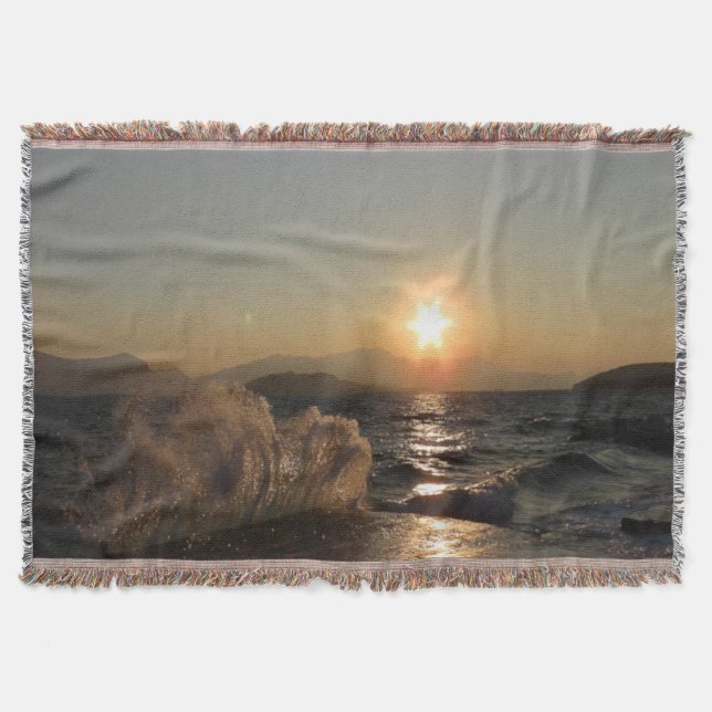 Breakwater in Croatia beautiful sunset        Throw Blanket (Front)