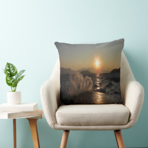 Breakwater in Croatia beautiful sunset        Throw Pillow