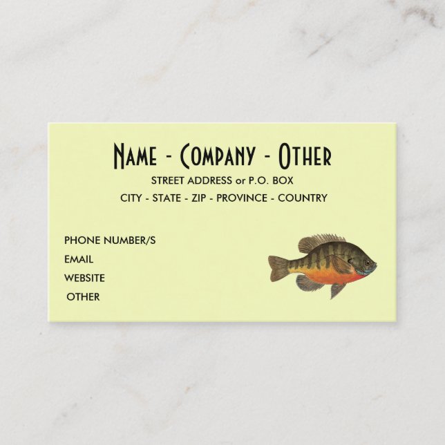 Bream Fishing Business Card (Front)