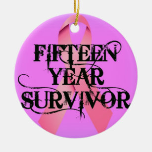 Breast Cancer 15 Year Survivor Ceramic Ornament