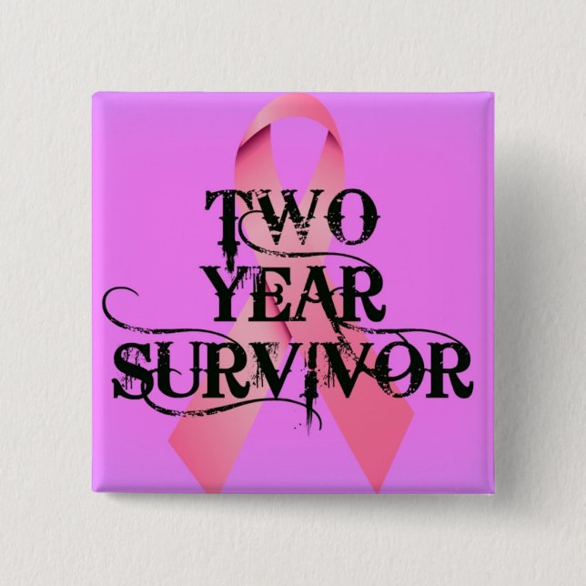 Breast Cancer 2 Year Survivor Inch Square Button (Front)