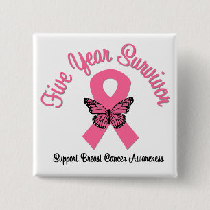 Breast Cancer 5 Year Survivor 2 Inch Square Button