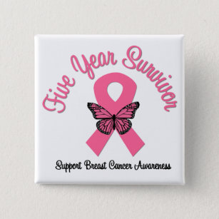Breast Cancer 5 Year Survivor 2 Inch Square Button
