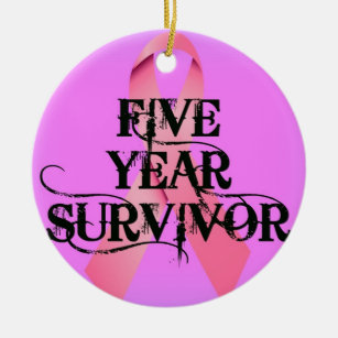Breast Cancer 5 Year Survivor Ceramic Ornament