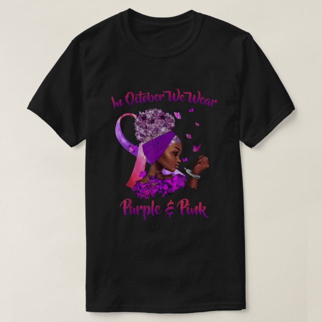 Breast Cancer and Domestic Violence Awareness Blac T-Shirt (Design Front)