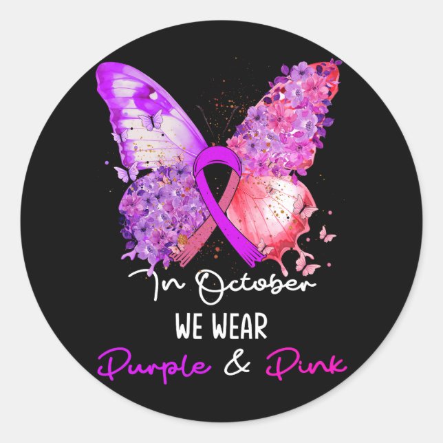 Breast Cancer And Domestic Violence Awareness Butt Classic Round Sticker (Front)