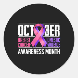 Breast Cancer And Domestic Violence Awareness Mont Classic Round Sticker