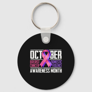 Breast Cancer And Domestic Violence Awareness Mont Keychain