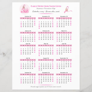 Breast Cancer Awareness 15-Month W Ribbon Calendar Flyer