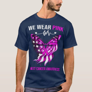 Breast Cancer Awareness 4th July Pink Butterfly T-Shirt