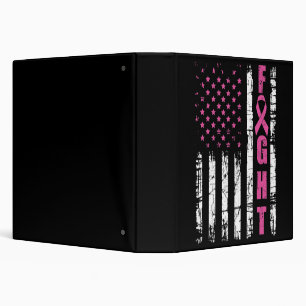 Breast Cancer Awareness American Flag Fight Pink R Binder