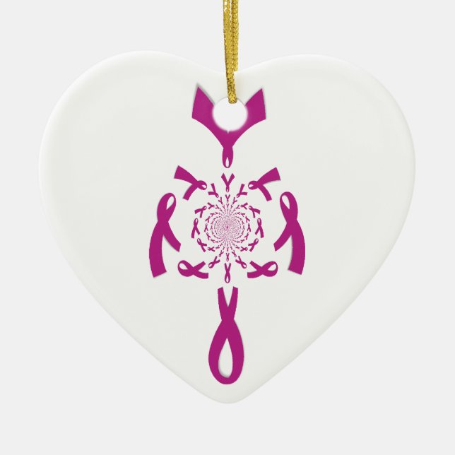 Breast Cancer Awareness Art Print Ceramic Ornament (Front)