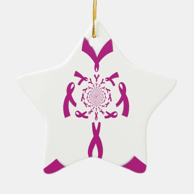Breast Cancer Awareness Art Print Ceramic Ornament (Front)