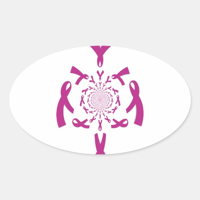 Breast Cancer Awareness Art Print Oval Sticker (Front)