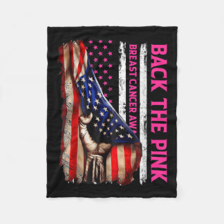 Breast Cancer Awareness Back The Pink American Fla Fleece Blanket