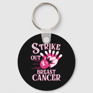 Breast Cancer Awareness - Bowling Strike Out Pink  Keychain