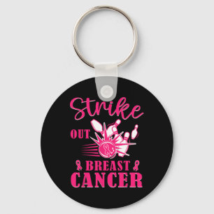 Breast Cancer Awareness - Bowling Strike Out Pink Keychain