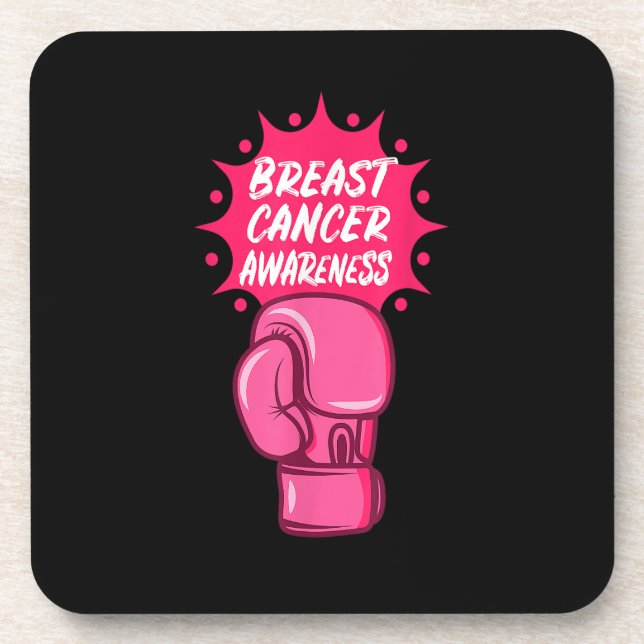 Breast Cancer Awareness Boxing Glove Support Survi Coaster (Front)