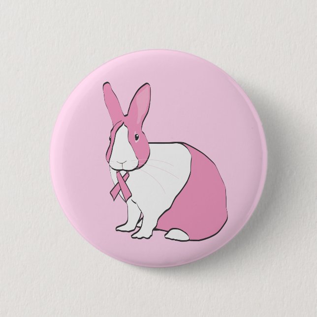 BREAST CANCER AWARENESS BUNNY 2 INCH ROUND BUTTON (Front)