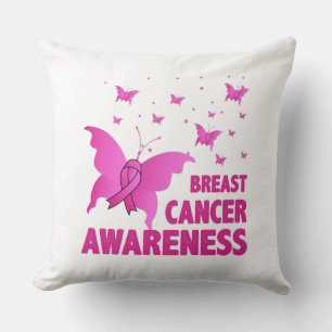 Breast Cancer Awareness Butterflies – Pink Ribbon Throw Pillow