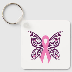 Breast Cancer Awareness Butterfly Keychain
