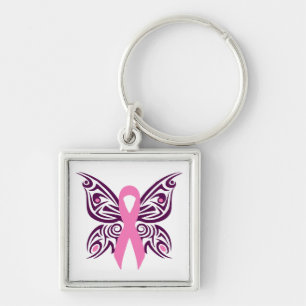 Breast Cancer Awareness Butterfly Keychain