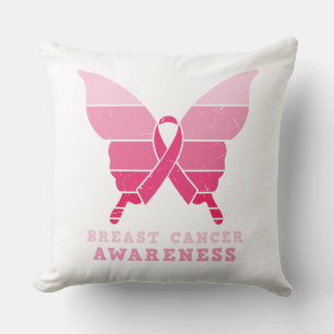 Breast Cancer Awareness Butterfly – Pink Ribbon Throw Pillow