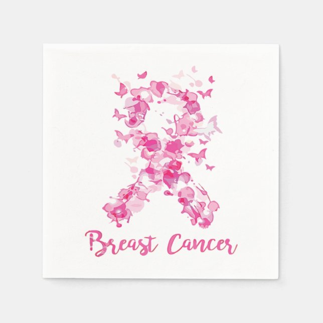 Breast Cancer Awareness Butterfly Ribbon Napkin (Front)