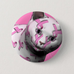 Breast Cancer Awareness Cat 2 Inch Round Button