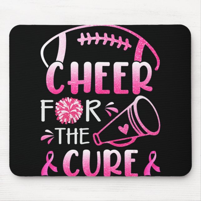 Breast Cancer Awareness Cheer For The Cure T-Shirt Mouse Pad (Front)