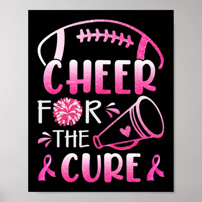 Breast Cancer Awareness Cheer For The Cure T-Shirt Poster (Front)