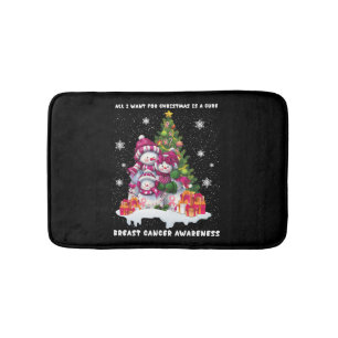 Breast Cancer Awareness Christmas Tree Bath Mat