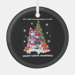 Breast Cancer Awareness Christmas Tree Glass Ornament