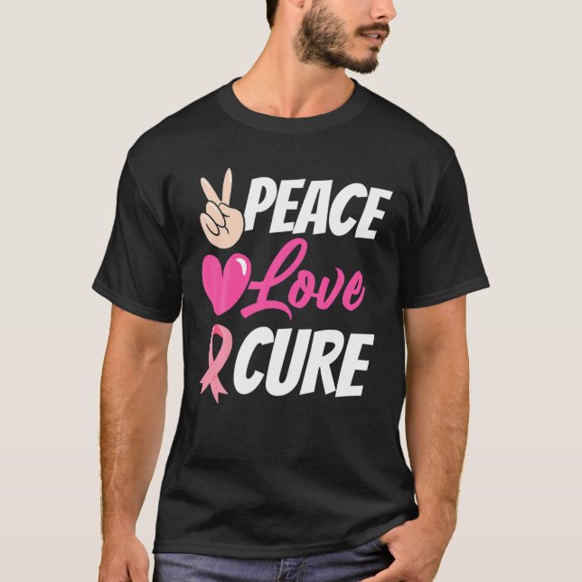 Breast Cancer Awareness Costume Pink Peace Cure Fa T-Shirt (Front)