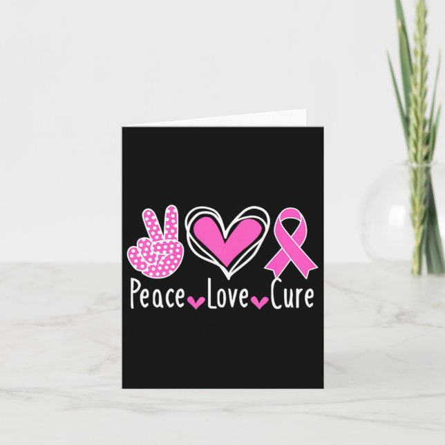 Breast Cancer Awareness Costume Pink Peace Love Cu Card (Front)