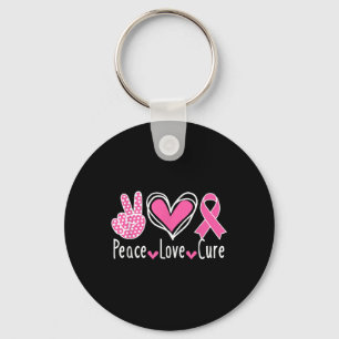 Breast Cancer Awareness Costume Pink Peace Love Cu Keychain